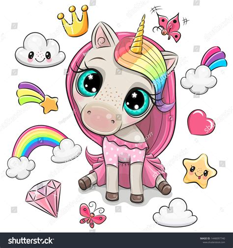 Cute Rainbow Unicorn Cartoon