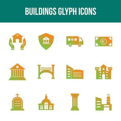 Unique Buildings Glyph Icon Set 17532111 Vector Art At Vecteezy