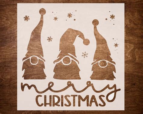 Reusable Merry Christmas Stencil For Painting Gnome Stencil Christmas