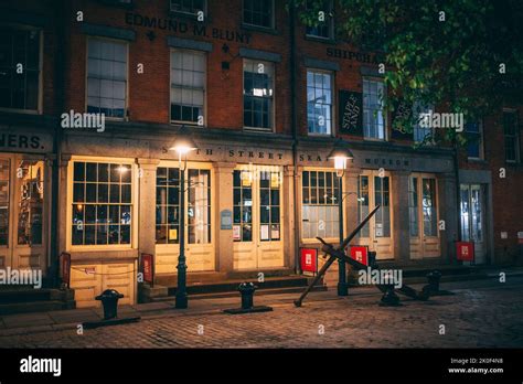 South Street Seaport Museum At Night Manhattan New York Stock Photo