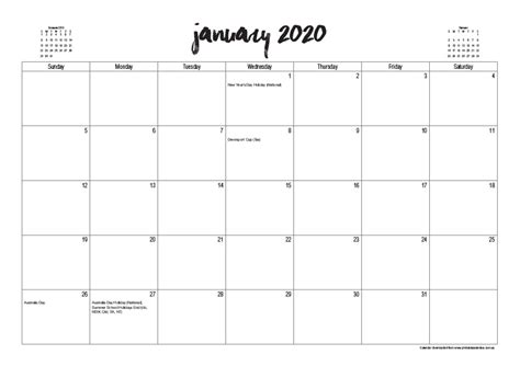 Australia Calendar 2020 Free Printable Pdf Templates Printable 2020