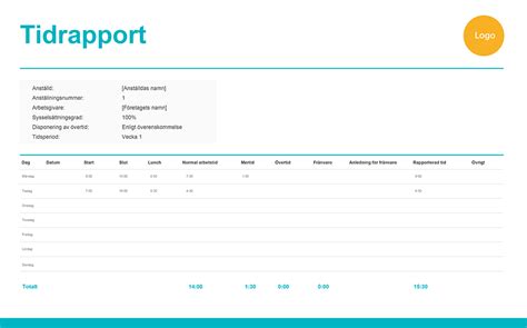 Tidrapport Mall I Excel Ladda Ner Gratis Zervant