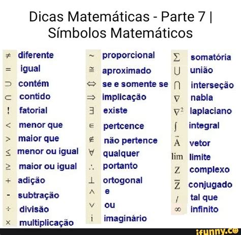 Dicas Matemáticas Parte 7 I Símbolos Matemáticos IR diferente MIA A