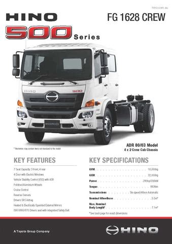 Hino 500 Series Specification Sheet – InHouse Management Services