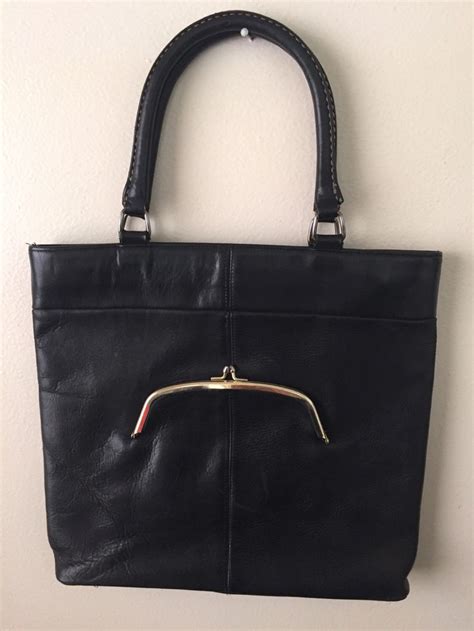 Vintage Coach Bonnie Cashin Black Leather Tote Kiss-lock | Etsy | Black ...