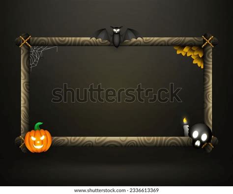 Spooky Halloween Stream Overlay Wood Frame Stock Vector Royalty Free