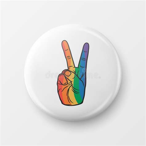 Peace Gesture With Lgbt Flag Button Pin Badge For Pride Month