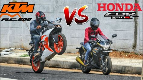 Ktm Rc Vs Honda Cbr Drag Race Youtube