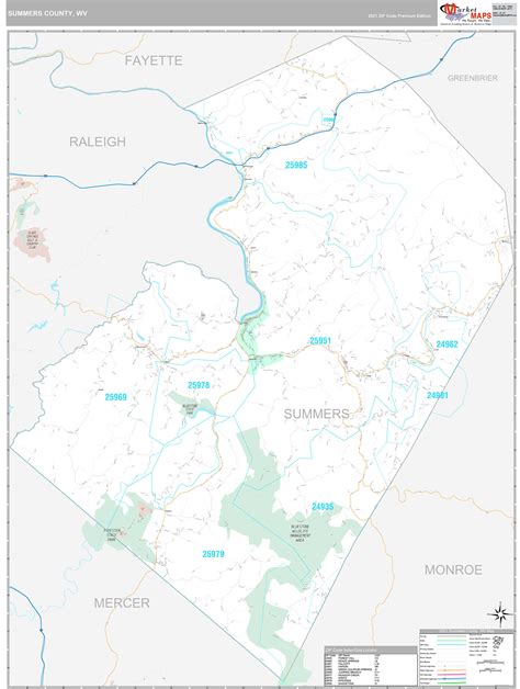 Summers County Wv Wall Map Premium Style By Marketmaps