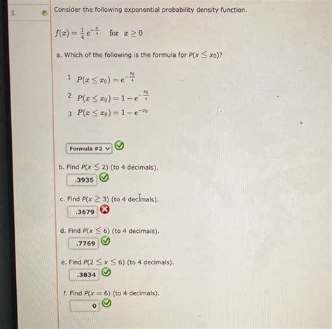 Solved Consider The Following Exponential Probability Chegg