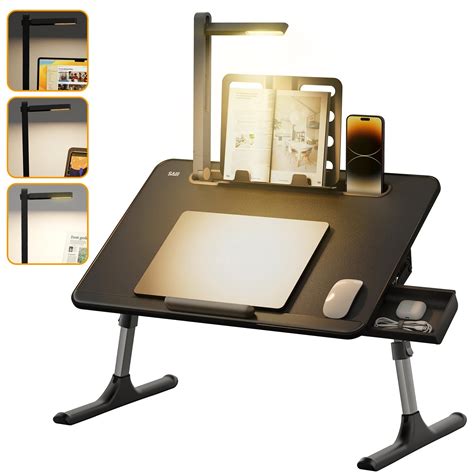 Buy Laptop Table With Led Desk Light Saiji Laptop Stand For Bed Height Adjustments Bed Desk