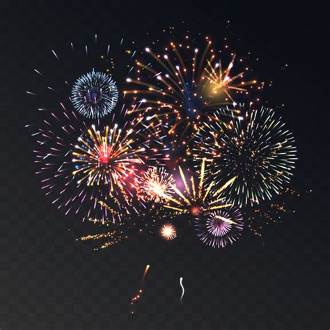 Realistic Fireworks Illustration Vector Free Download