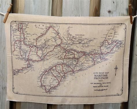 Nova Scotia Vintage Map Tea Towel Vintage Map Co