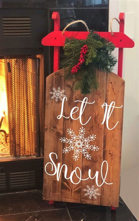 Large Wooden Sled Decor