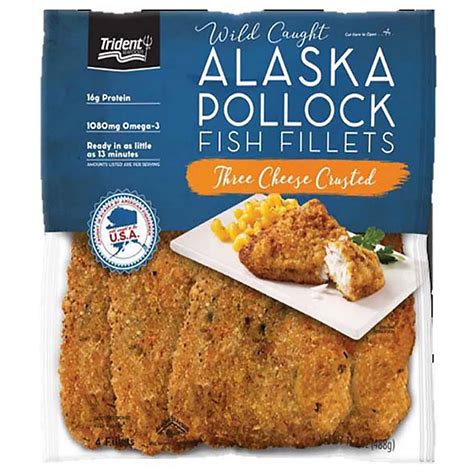 Trident Three Cheese Crusted Alaska Pollock Fillet Shop Seafood At H E B