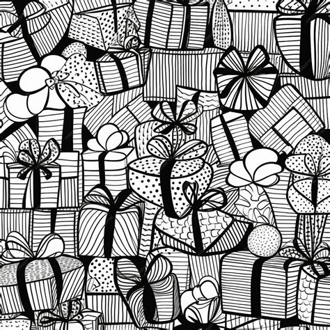 Premium AI Image | a black and white drawing of a bunch of presents ...