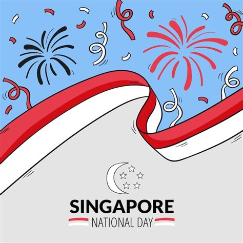 Free Vector | Hand drawn singapore national day illustration