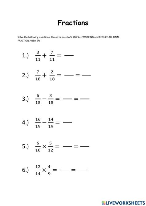 Fractions Four Operations Worksheet Teaching Resources Worksheets