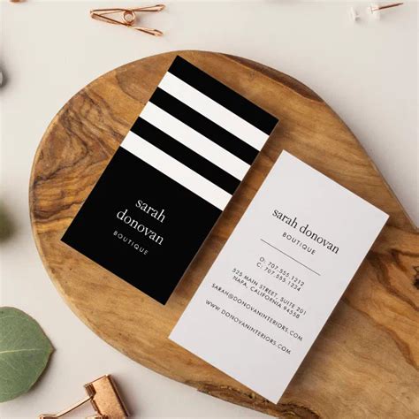 Modern Black And White Stripe Business Card Zazzle