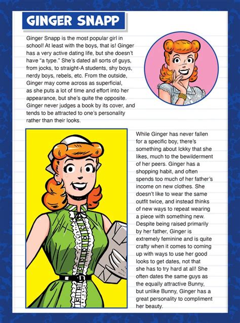 Archie Encyclopedia Update GINGER SNAPP Archie Comics