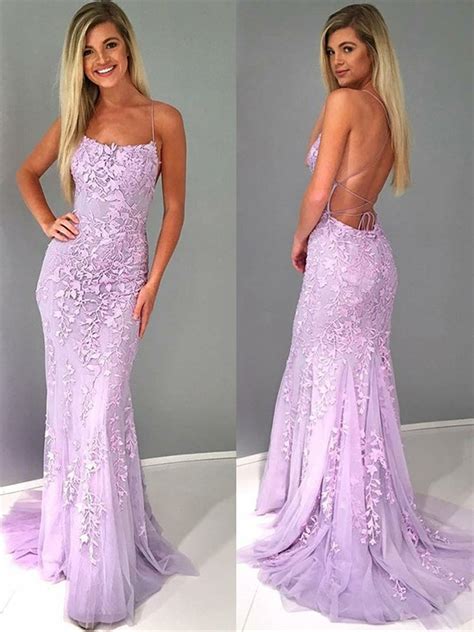 Lace Backless Prom Dresses