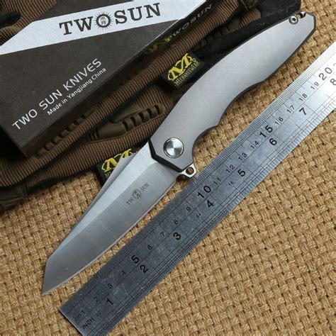 TWO SUN TS27 D2 Blade Flipper Ball Brearing Folding Knife Titanium