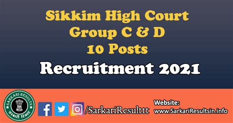 Sikkim High Court Group C D Recruitment Apply For Posts