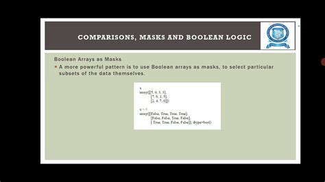 Comparisons Masks And Boolean Logic Fancy Indexing Youtube