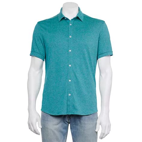 Mens Apt 9® Regular Fit Untucked Comfort Knit Button Down Shirt