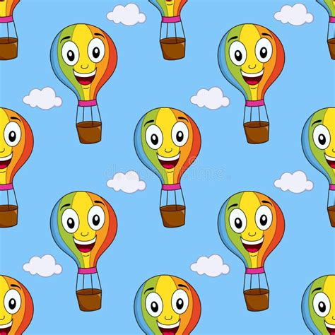 Cartoon Hot Air Balloon Seamless Pattern Stock Vector Illustration Of Graphic Cartoon