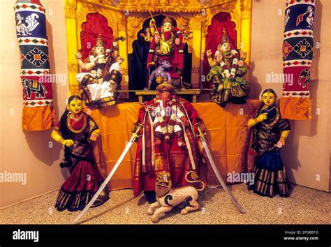 Doll display of kolu during the Navratri festival in Tamil Nadu, South ...