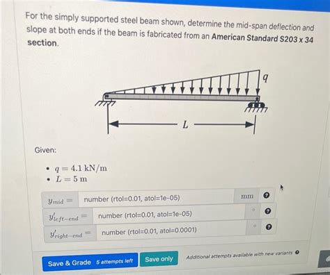 Solved For The Simply Supported Steel Beam Shown Determine