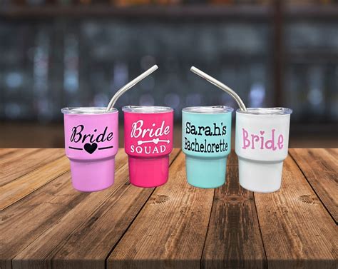 Bachelorette Party Shot Glass Bridal Shower Stainless Steel Mini Tumbler With Straw And Lid