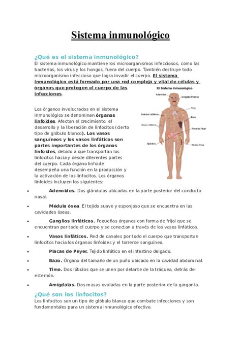 Doc Sistema Inmunológico ¿qué Es El Sistema Inmunológico