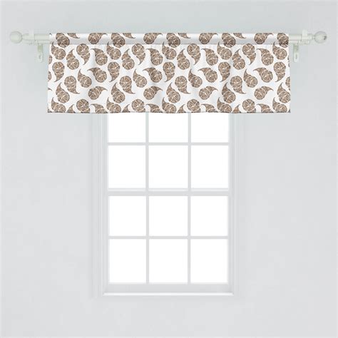 Ambesonne Brown Paisley Window Valance Abstract Leafy Inspired