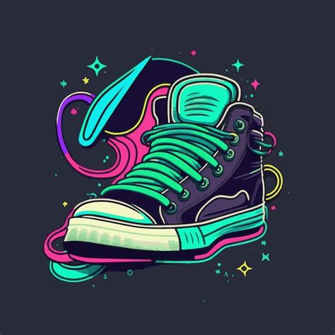 Logo ilustración de zapatillas de deporte vintage en estilo retro