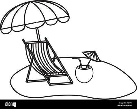 Beach Chair And Umbrella Clipart Black And White