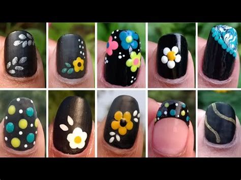 Nailart With Black Nailpaint Nailart For Beginners Cute Nailart