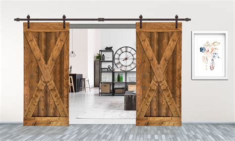 Calhome Paneled Wood And Metal Barn Door With Installation Hardware Kit Wayfair