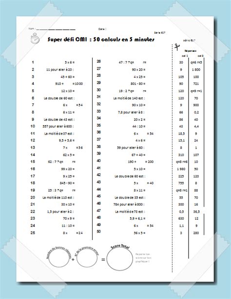 Progression Calcul Mental Cm2