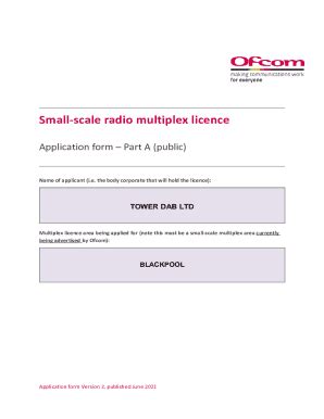 Fillable Online Tower Dab Ltd Small Scale Radio Multiplex Licence