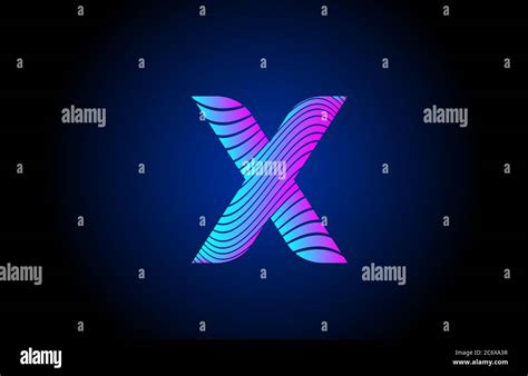 X Pink Blue Alphabet Letter Logo Icon For Business Curly Line Design