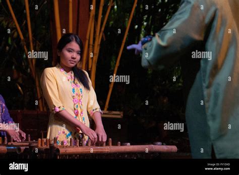 Angklung Performers In Saung Udjo This Sundanese Traditional Bamboo