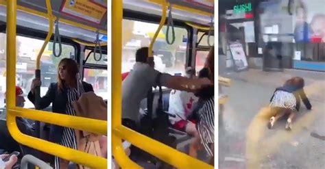 Sem máscara mulher cospe em passageiro e é arremessada para fora do ônibus