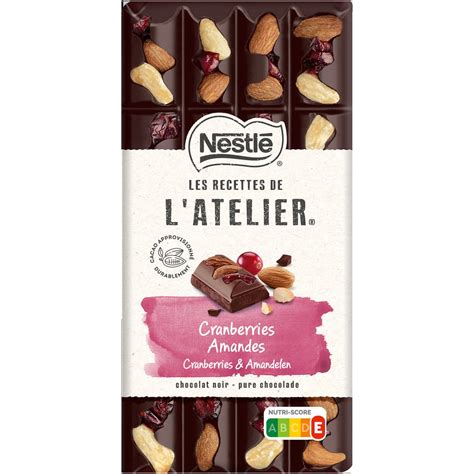 Nestlé Les Recettes de l Atelier Chocolat noir cranberries et amandes