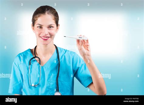 Beautiful Woman Nurse Or Doctor Is Holding A Notepad Board With Copy