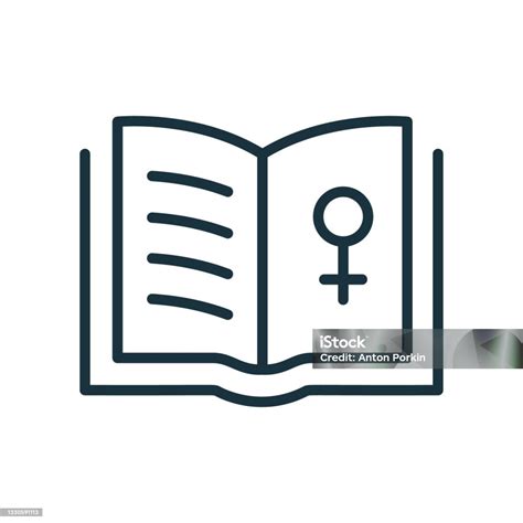 Buch Der Frauenrechte Girl Power Female Empowerment Line Icon Zeichen Des Feminismus Und Der