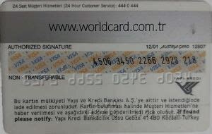 Bank Card World Card Yapi Kredi Bankasi Türkiye Turkey Col TR VI 0655