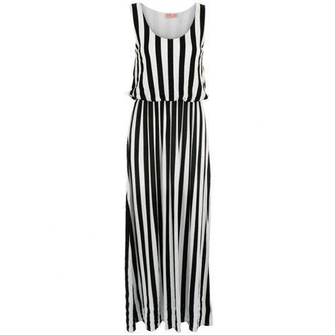 Black And White Stripe Dress With Scoop Neck Waist Striped Dress