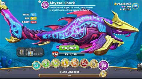 All 40 Hungry Shark World Unlocked New Abyssal Shark Unlocked Mod 4 8 0 Apk 2022 Youtube